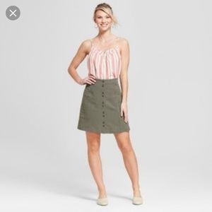 NWOT Universal Thread Olive Green Button Skirt
